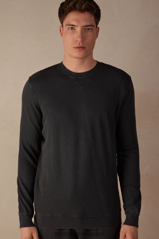 sudadera con cuello redondo y colección lavada Intimissimi hombres 762i-gris V806B8186 vestir