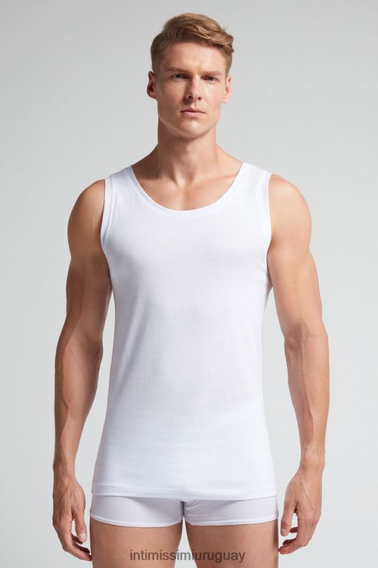 Top sin mangas de algodón supima con cuello redondo Intimissimi hombres 001-blanco V806B8272 vestir