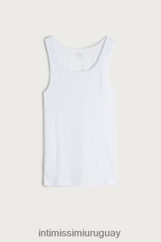 camiseta sin mangas de canalé de algodón supima Intimissimi hombres 001-blanco V806B8244 vestir