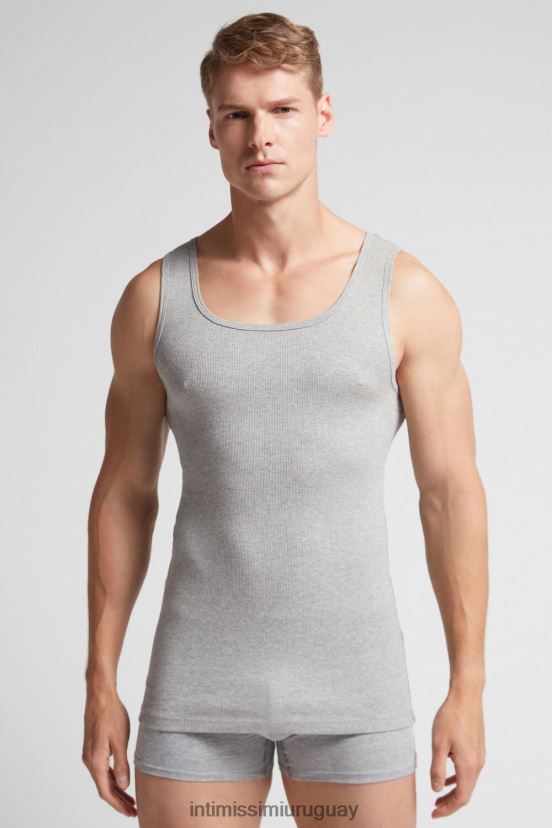 camiseta sin mangas de canalé de algodón supima Intimissimi hombres 031-mezcla gris claro V806B8242 vestir