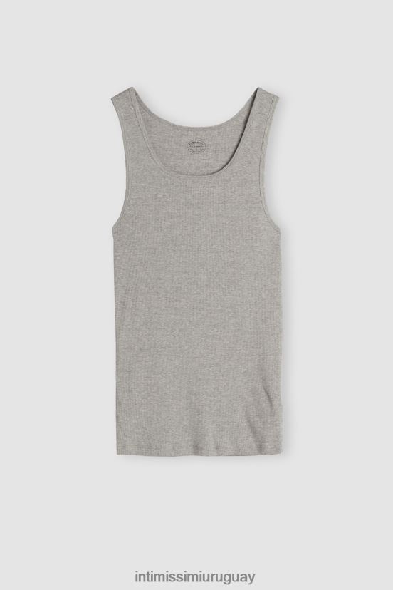 camiseta sin mangas de canalé de algodón supima Intimissimi hombres 031-mezcla gris claro V806B8242 vestir