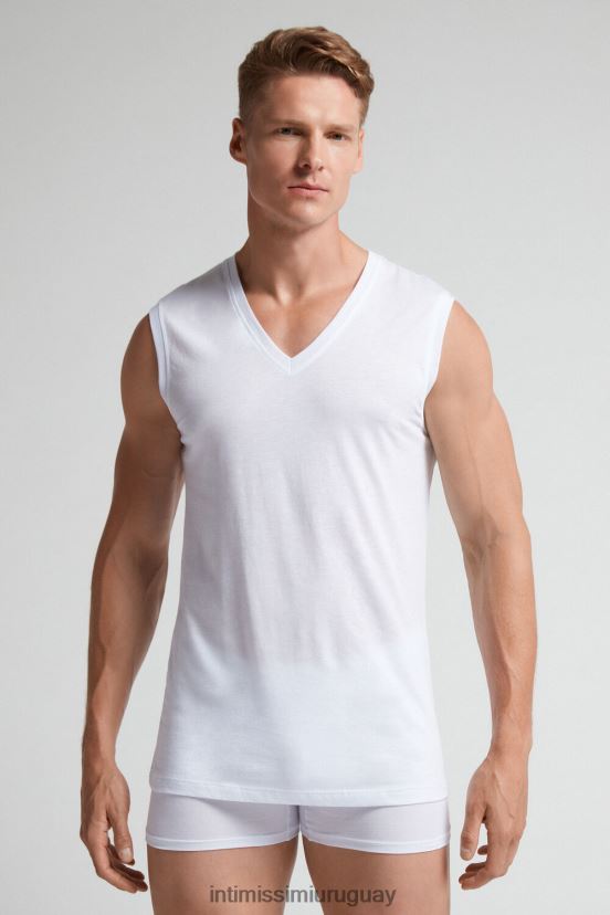 top sin mangas de algodón supima con tirantes anchos Intimissimi hombres 001-blanco V806B8270 vestir