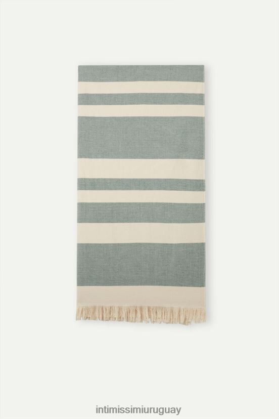 toalla de playa jacquard Intimissimi hombres 284j-verde oscuro/beige cordón V806B8413 accesorio