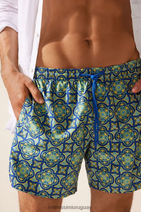 shorts de baño amarillos con estampado de mayólica Intimissimi hombres 262j-impresión mayólica amarilla V806B8424 vestir
