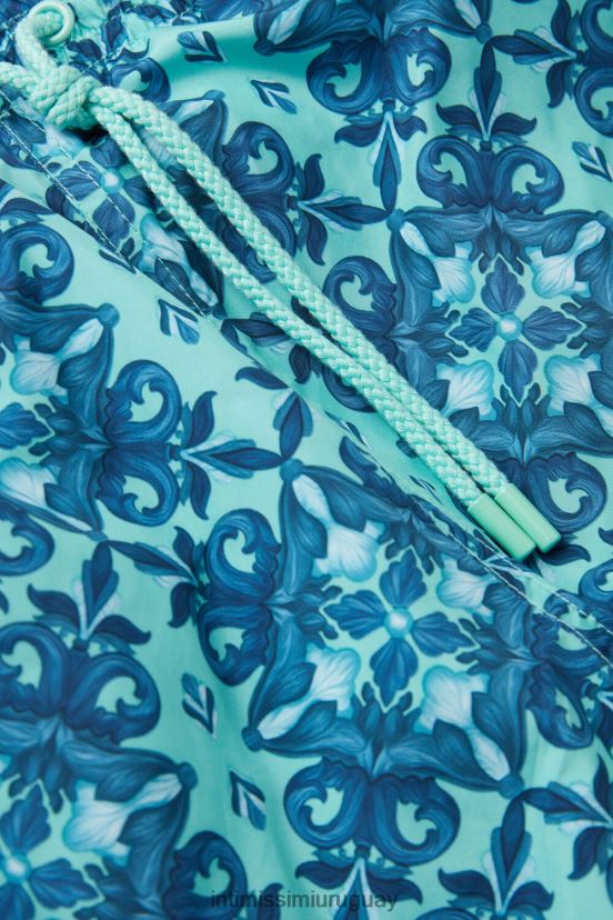 shorts de baño azules con estampado marroquí Intimissimi hombres 261j-estampado marroquí verde agua V806B8425 vestir