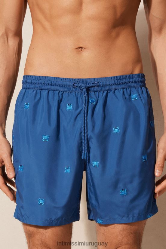 shorts de baño con bordado de cangrejo Intimissimi hombres 253j-cangrejo bordado azul pacífico V806B8407 vestir