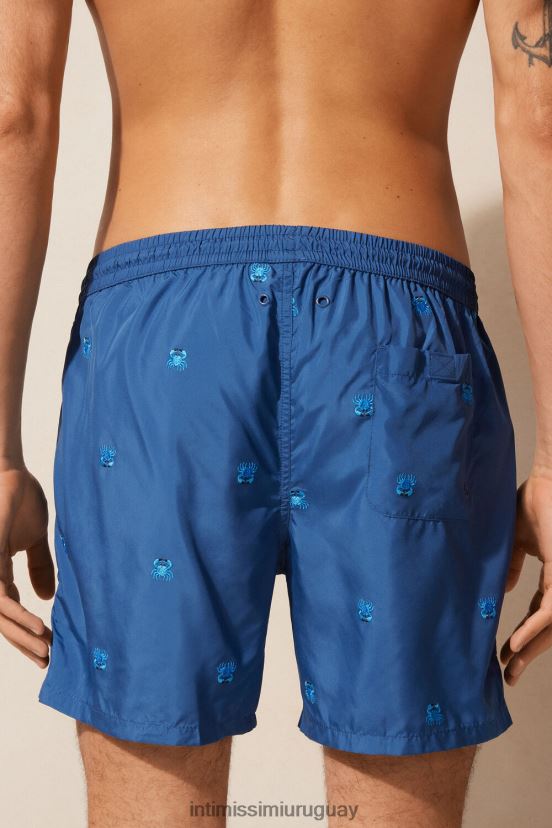 shorts de baño con bordado de cangrejo Intimissimi hombres 253j-cangrejo bordado azul pacífico V806B8407 vestir