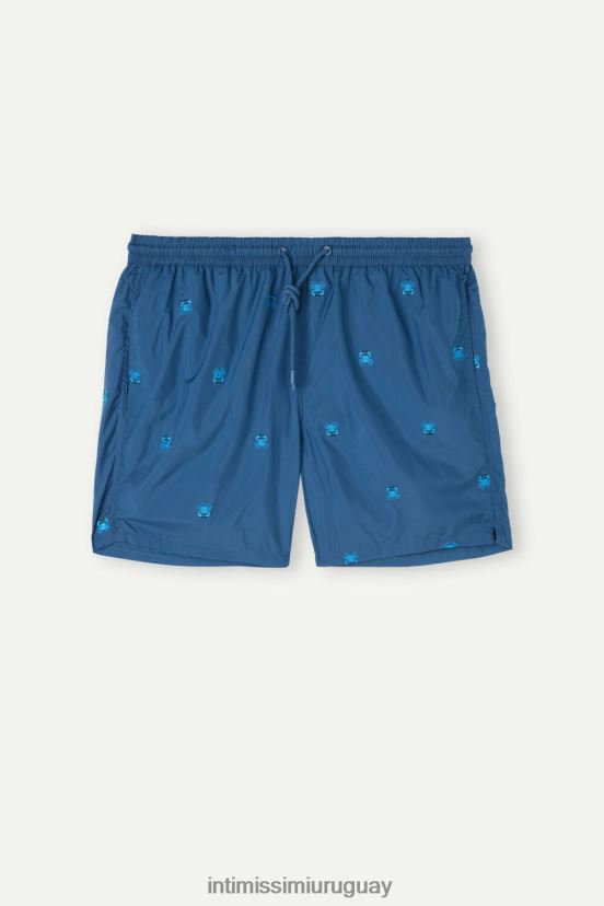 shorts de baño con bordado de cangrejo Intimissimi hombres 253j-cangrejo bordado azul pacífico V806B8407 vestir