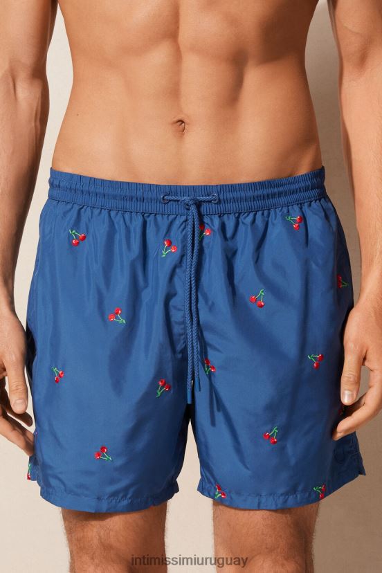 shorts de baño con bordado de cerezas Intimissimi hombres 257j-bordado de cerezas azul pacífico V806B8406 vestir