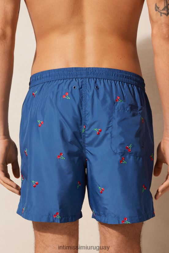 shorts de baño con bordado de cerezas Intimissimi hombres 257j-bordado de cerezas azul pacífico V806B8406 vestir