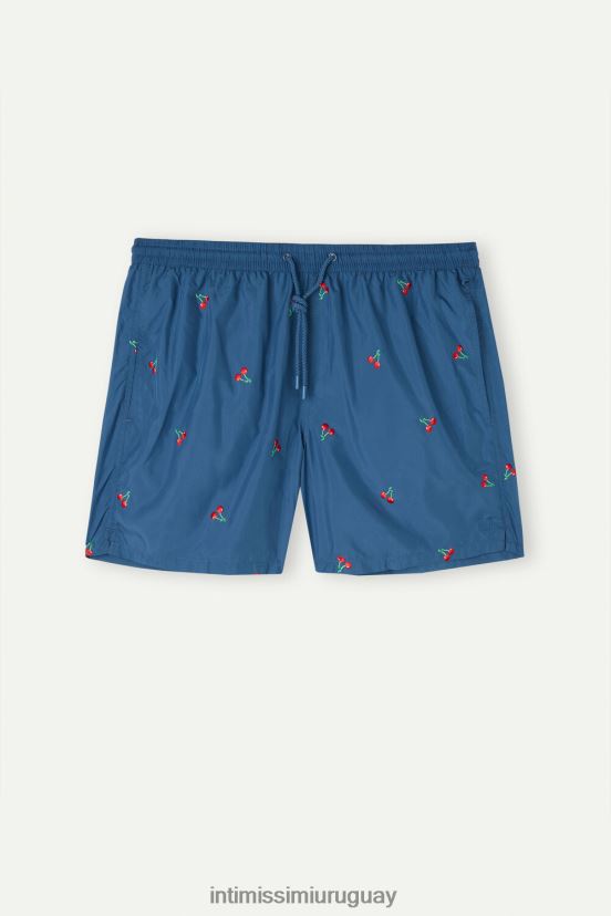 shorts de baño con bordado de cerezas Intimissimi hombres 257j-bordado de cerezas azul pacífico V806B8406 vestir