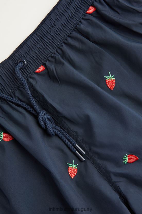 shorts de baño con bordado de fresas Intimissimi hombres 252j-bordado de fresa azul profundo V806B8430 vestir