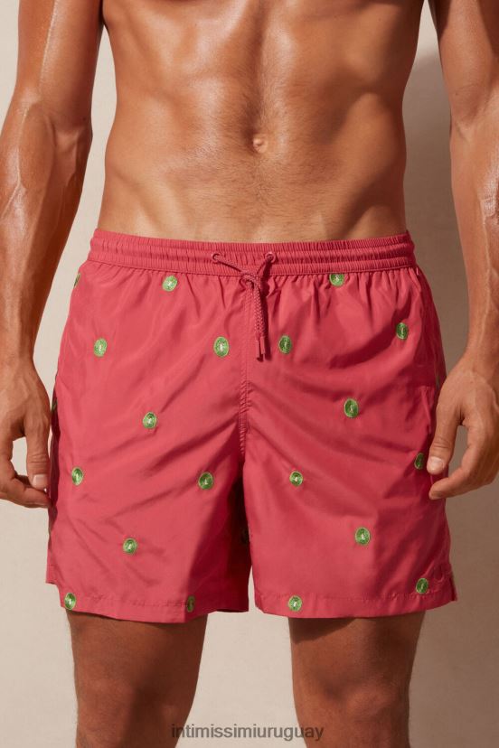 shorts de baño con bordado de kiwi Intimissimi hombres 259j-kiwi bordado rosa oscuro V806B8410 vestir