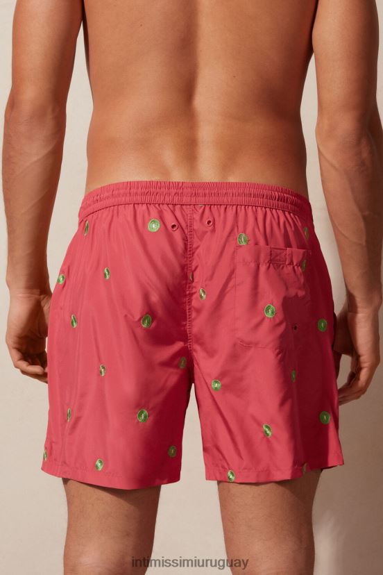 shorts de baño con bordado de kiwi Intimissimi hombres 259j-kiwi bordado rosa oscuro V806B8410 vestir