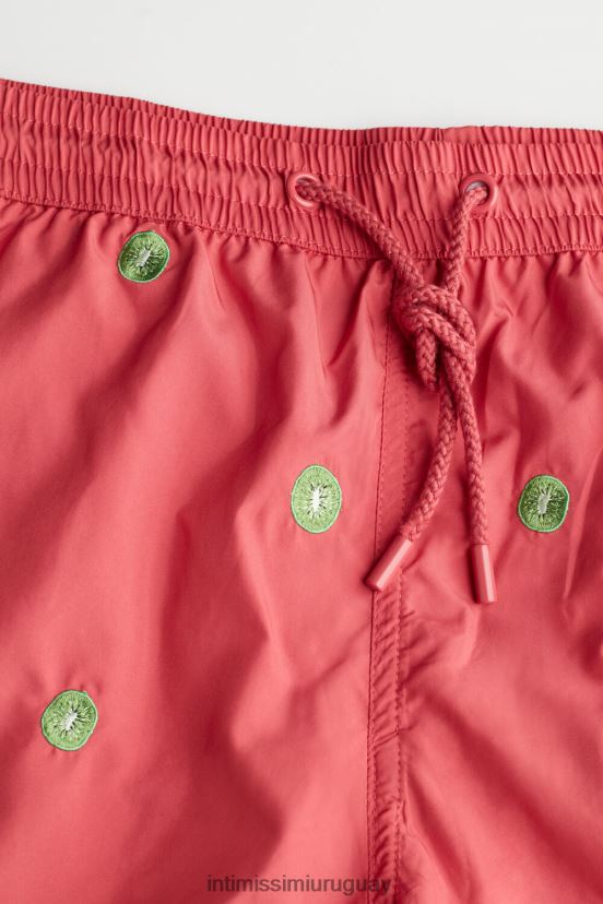 shorts de baño con bordado de kiwi Intimissimi hombres 259j-kiwi bordado rosa oscuro V806B8410 vestir