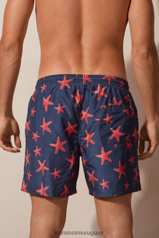 shorts de baño con estampado de estrellas de mar Intimissimi hombres 275j-estampado de estrellas de mar azul profundo V806B8404 vestir