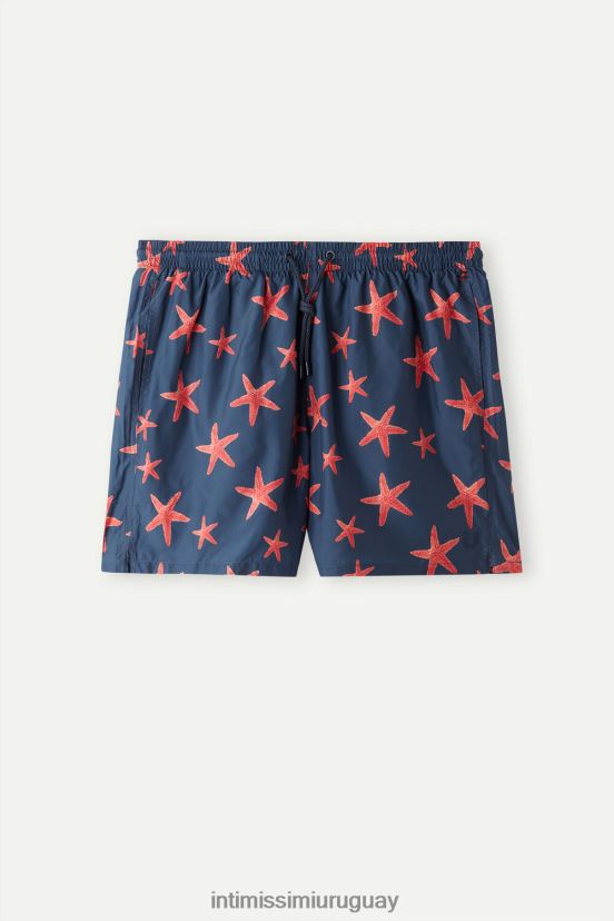 shorts de baño con estampado de estrellas de mar Intimissimi hombres 275j-estampado de estrellas de mar azul profundo V806B8404 vestir