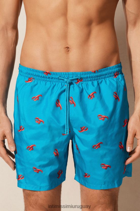 shorts de baño con estampado de langosta Intimissimi hombres 273j-estampado langosta azul pavo real V806B8419 vestir