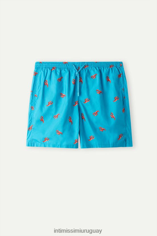 shorts de baño con estampado de langosta Intimissimi hombres 273j-estampado langosta azul pavo real V806B8419 vestir