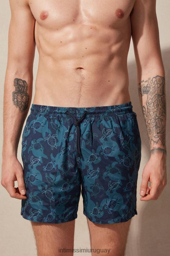 shorts de baño con estampado de tortuga Intimissimi hombres 274j-estampado de tortuga azul profundo V806B8427 vestir