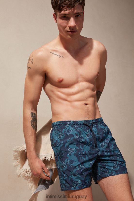 shorts de baño con estampado de tortuga Intimissimi hombres 274j-estampado de tortuga azul profundo V806B8427 vestir