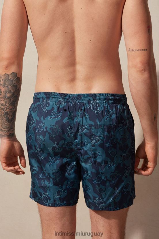 shorts de baño con estampado de tortuga Intimissimi hombres 274j-estampado de tortuga azul profundo V806B8427 vestir