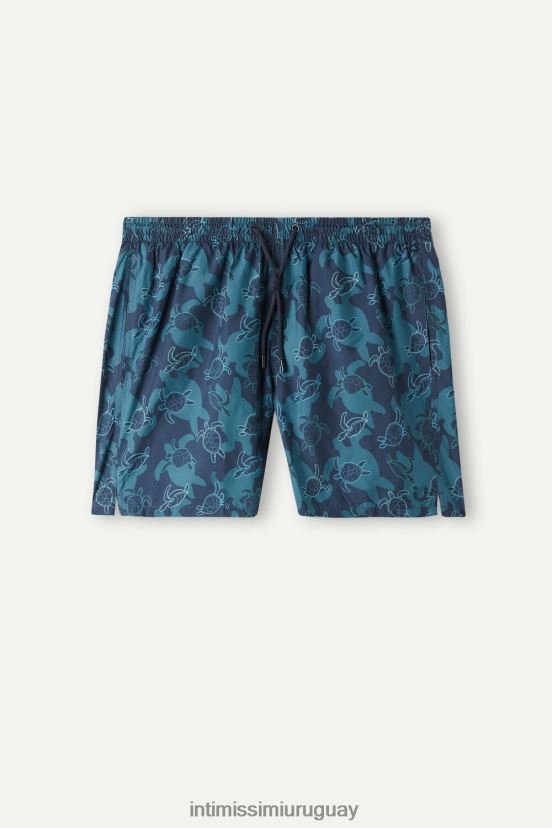shorts de baño con estampado de tortuga Intimissimi hombres 274j-estampado de tortuga azul profundo V806B8427 vestir