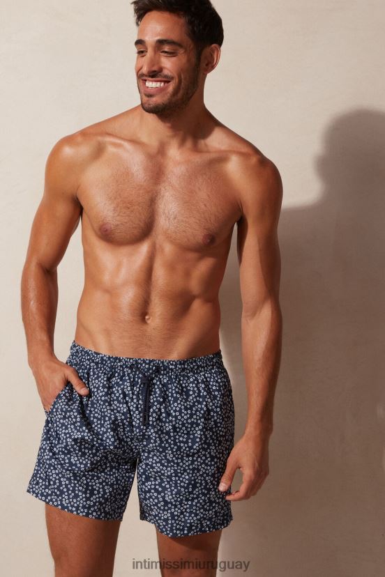 shorts de baño con estampado microfloral Intimissimi hombres 271j-micro estampado floral azul profundo V806B8441 vestir