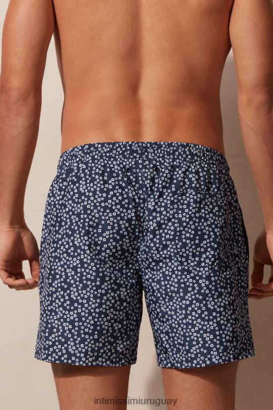 shorts de baño con estampado microfloral Intimissimi hombres 271j-micro estampado floral azul profundo V806B8441 vestir