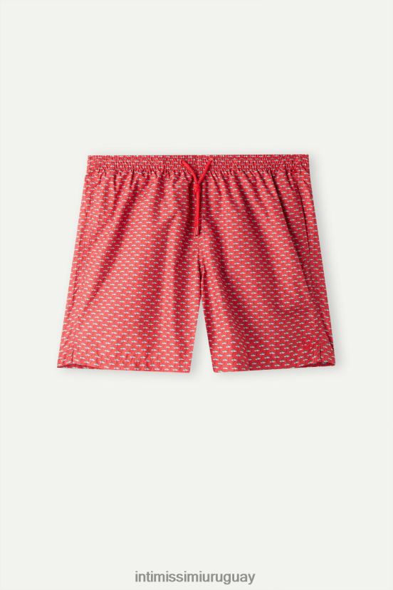shorts de baño con microestampado de tiburones Intimissimi hombres 268j-micro estampado de tiburones rojo V806B8431 vestir