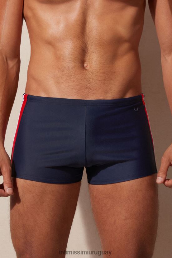 shorts de baño de corte cuadrado con bandas laterales Intimissimi hombres 287j-azul profundo/rojo V806B8436 vestir