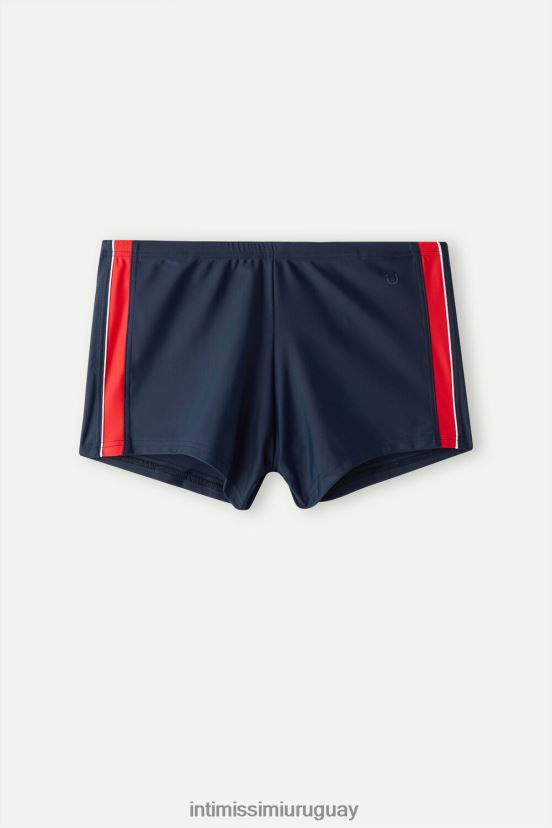 shorts de baño de corte cuadrado con bandas laterales Intimissimi hombres 287j-azul profundo/rojo V806B8436 vestir
