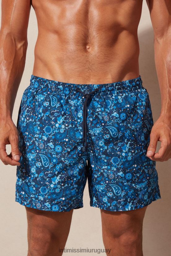 shorts de baño de paisley azul Intimissimi hombres 265j-estampado paisley azul intenso V806B8421 vestir