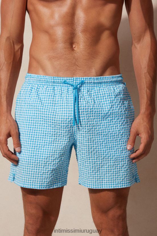 shorts de baño de sirsaca a cuadros vichy Intimissimi hombres 277j-malibu blanco/azul V806B8403 vestir