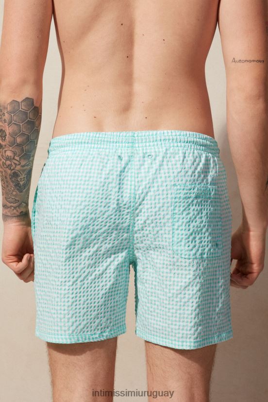 shorts de baño de sirsaca a cuadros vichy Intimissimi hombres 938i-blanco/verde agua claro V806B8418 vestir