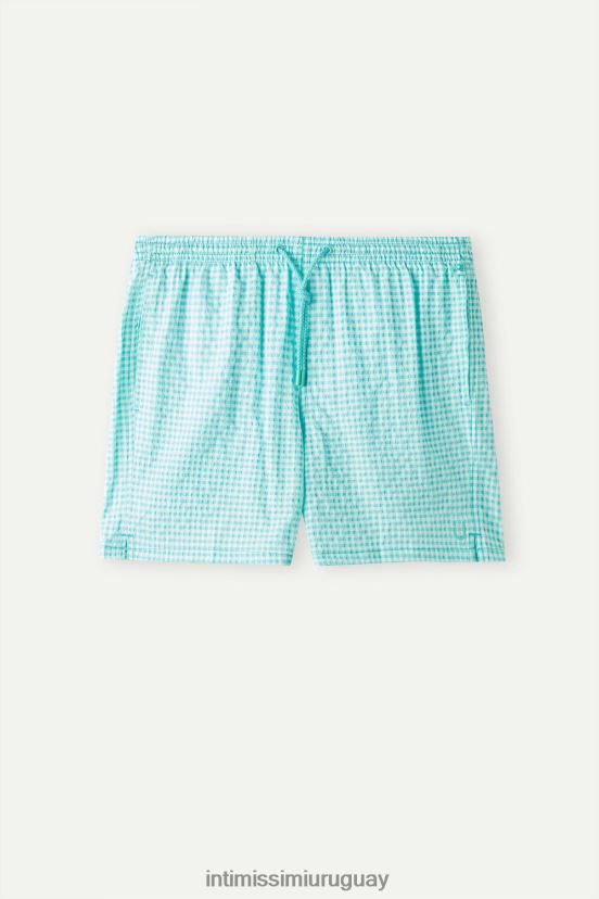 shorts de baño de sirsaca a cuadros vichy Intimissimi hombres 938i-blanco/verde agua claro V806B8418 vestir