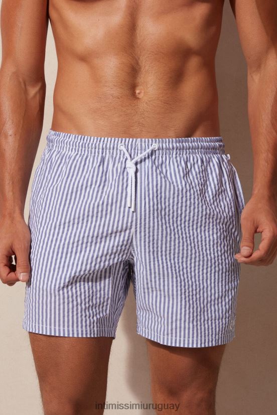 shorts de baño de sirsaca a rayas Intimissimi hombres 327j-blanco/azul marino V806B8435 vestir