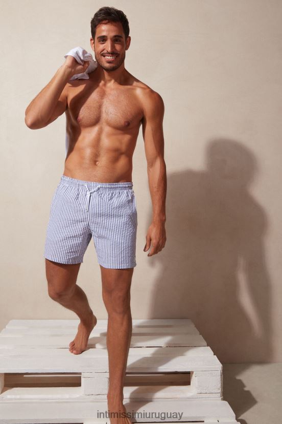 shorts de baño de sirsaca a rayas Intimissimi hombres 327j-blanco/azul marino V806B8435 vestir