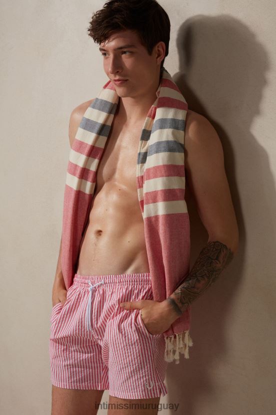 shorts de baño de sirsaca a rayas Intimissimi hombres 939i-blanco/rojo V806B8448 vestir