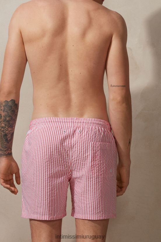 shorts de baño de sirsaca a rayas Intimissimi hombres 939i-blanco/rojo V806B8448 vestir