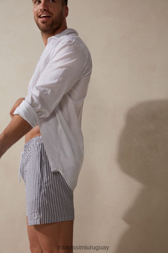 shorts de baño de sirsaca a rayas Intimissimi hombres 981i-blanco/azul V806B8444 vestir