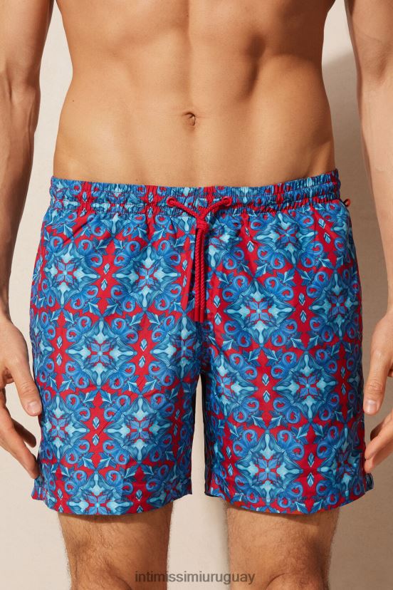 shorts de baño rojos con estampado marroquí Intimissimi hombres 260j-estampado marroquí deportivo rojo V806B8405 vestir