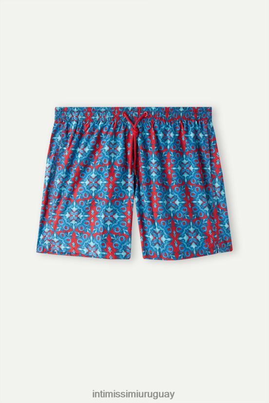 shorts de baño rojos con estampado marroquí Intimissimi hombres 260j-estampado marroquí deportivo rojo V806B8405 vestir