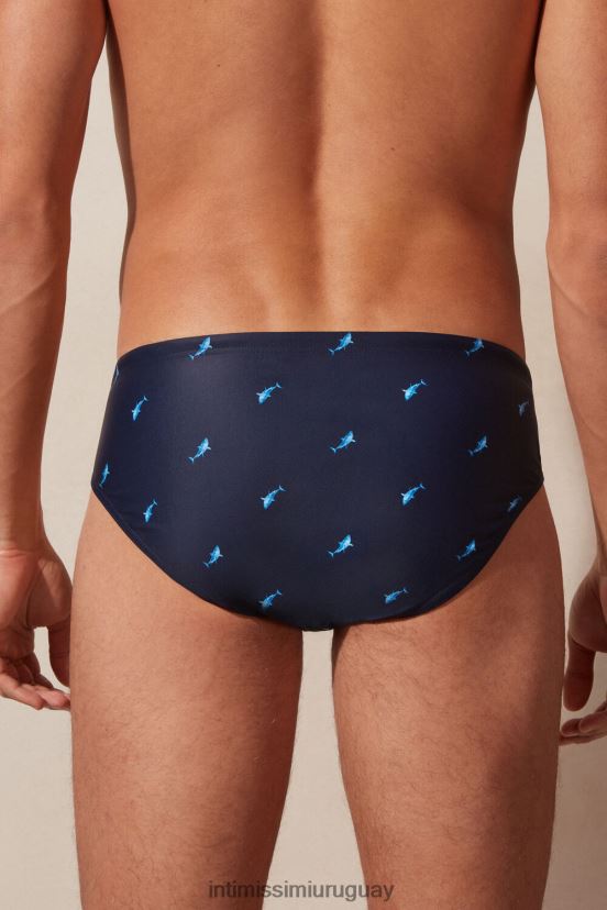 calzoncillos de baño con estampado de tiburones Intimissimi hombres 285j-estampado de tiburones azul profundo V806B8438 vestir