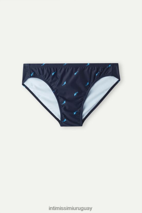 calzoncillos de baño con estampado de tiburones Intimissimi hombres 285j-estampado de tiburones azul profundo V806B8438 vestir