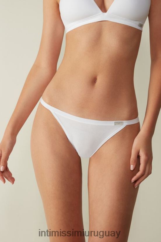 braguita de algodón natural con tiras laterales Intimissimi mujer 001-blanco V806B81113 ropa interior
