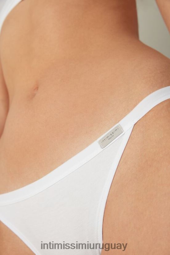 braguita de algodón natural con tiras laterales Intimissimi mujer 001-blanco V806B81113 ropa interior