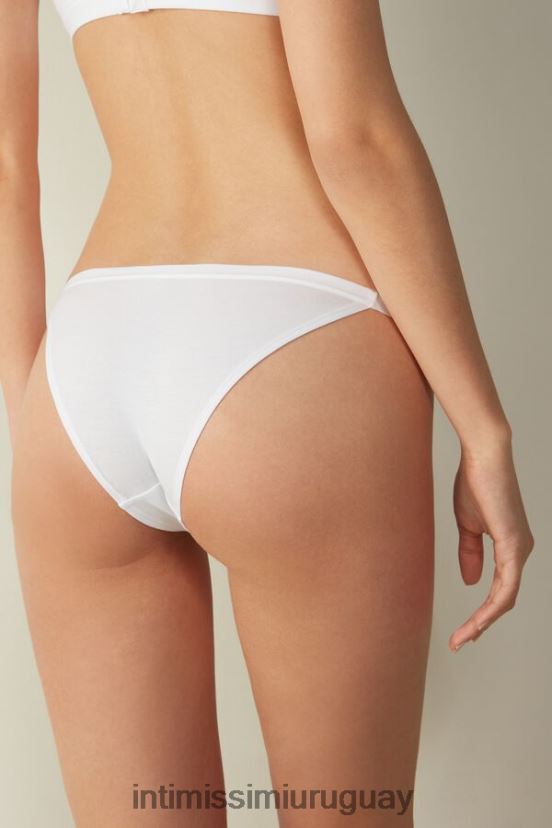 braguita de algodón natural con tiras laterales Intimissimi mujer 001-blanco V806B81113 ropa interior