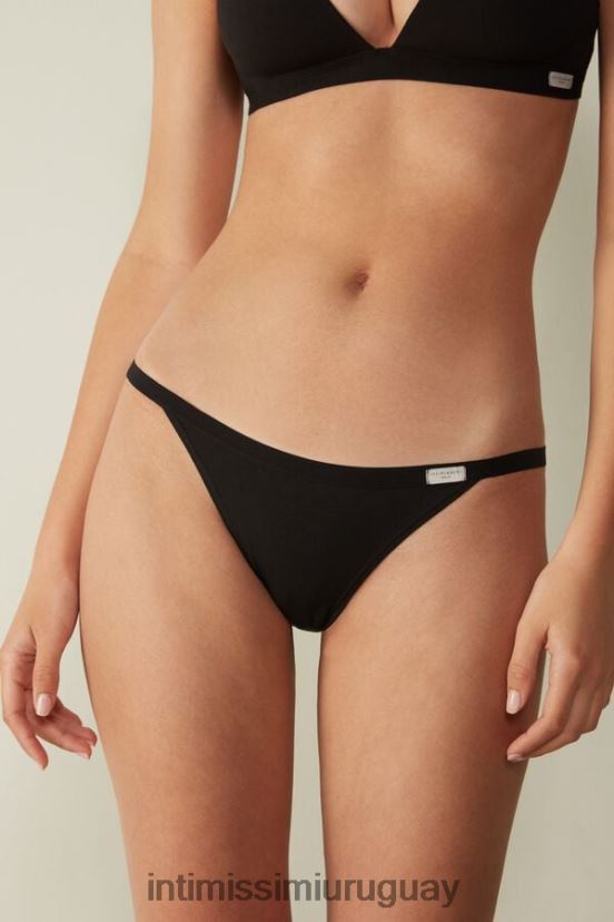 braguita de algodón natural con tiras laterales Intimissimi mujer 019-negro V806B81112 ropa interior