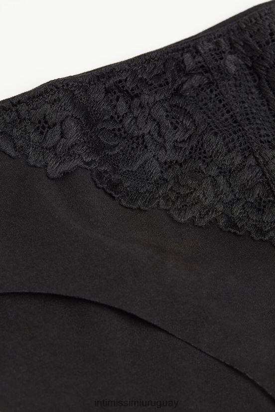 braguitas de algodón sin costuras con bonitas flores Intimissimi mujer 019-negro V806B81045 ropa interior